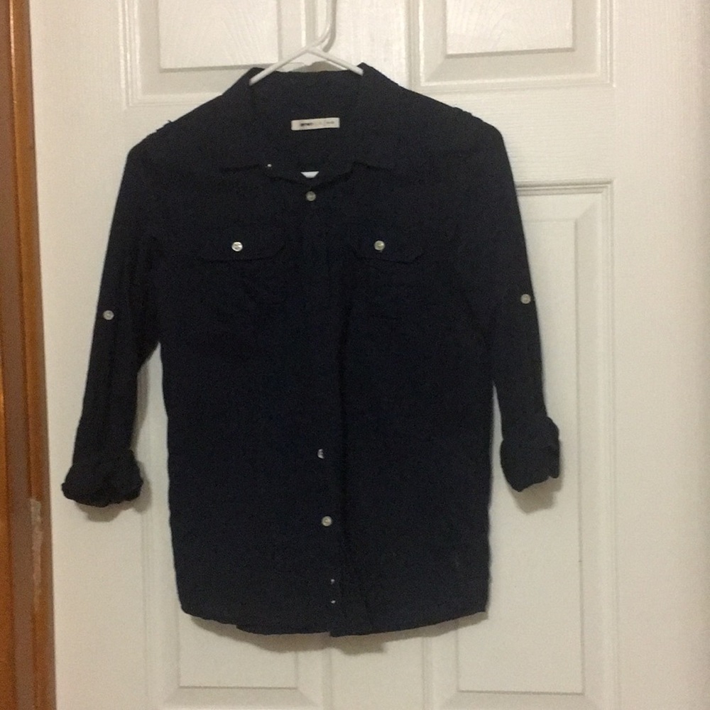 Button down boys shirt dark blue size 9-10
